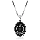 Gümüş Kelime-i Tevhid Yazılı Ay Yıldız Kolye SL4396 thumbnail 1