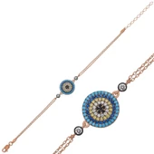 Gümüş Rose Nazar Bayan Bileklik  SL4496 - 2