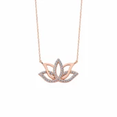Gümüş Rose Lotus Çiçeği Kolye SL4463 thumbnail 1