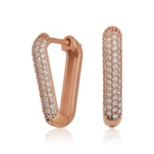 Gümüş Rose Beyaz Taşlı Üçgen Küpe SL4514 - 1