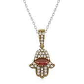 Gümüş Fatma Eli Otantik Bayan Kolye  SL4270 - 1