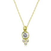 Gümüş Gold Çiğ Damlası Yuvarlak Tektaş Bayan Kolye SL4296 - 1