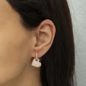 Gümüş Rose Halka Kalp Bayan Küpe SL4284 thumbnail 2