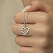 Gümüş Kalpli Sonsuzluk Bayan Kolye  SL4228 thumbnail 6