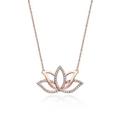Gümüş Rose Lotus Çiçeği Kolye SL4463 thumbnail 2