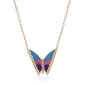 Gümüş Rose Minimal Kelebek Bayan Kolye  SL4266 thumbnail 1