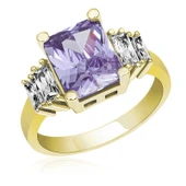 Gümüş Lila Baget Taşlı Gold Bayan Yüzük SL4465 thumbnail 2