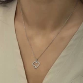 Gümüş Kalpli Sonsuzluk Bayan Kolye  SL4228 thumbnail 3