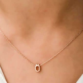 Gümüş Rose 3 Boyutlu Ö Harf Bayan Kolye SL4249 thumbnail 2