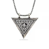 Gümüş Üçgen İçi Açılabilen Tuğra Muskalık Kolye  SL4303 thumbnail 1