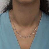 Gümüş Atatürk Yazılı Bayan Kolye SL4434 - 2
