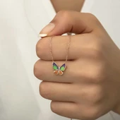 Gümüş Rose Minimal Kelebek Bayan Kolye  SL4268 thumbnail 6