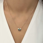 Gümüş Rose Minimal Kelebek Bayan Kolye  SL4269 thumbnail 4