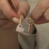 Gümüş Rose Halka Kalp Bayan Küpe SL4284 thumbnail 4