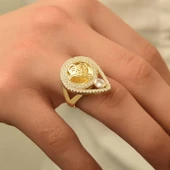 Gümüş Gold Tuğralı Bayan Yüzük  SL4373 thumbnail 3