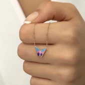 Gümüş Rose Minimal Kelebek Bayan Kolye  SL4266 thumbnail 6