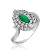 ​Gümüş Yeşil Mekik Bayan Yüzük SL4368 thumbnail 1