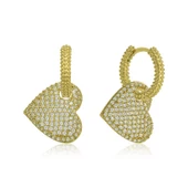Gümüş Gold Halka Kalp Bayan Küpe SL4355 - 1