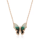 Gümüş Rose Minimal Kelebek Bayan Kolye  SL4269 thumbnail 1