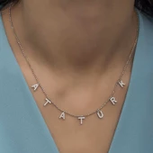 Gümüş Atatürk Yazılı Bayan Kolye SL4434 - 3