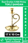 Premium Yüksek Kaliteli Dekoratif Şık Tasarım Hediyelik Biblo Mumluk %100 Pirinç TEKLİ ŞAMDAN - 1