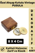 Özel Model Kaliteli Klasik Vintage Erkek Arkadaşa Hediyelik Ev Ofis Dekoratif Ahşap Kutulu Pusula thumbnail 1