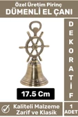 Premium Yüksek Kaliteli Özel Şık Dekoratif Hediyelik Biblo Denizcilik Tasarım Pirinç DÜMENLİ EL ÇANI - 1