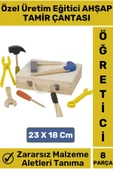 Premium Seri Eğitici El Becerisi Geliştirici Aletleri Tanıma Zararsız Ahşap 8 Parça Tamir Çantası thumbnail 1