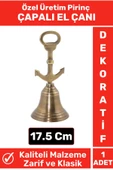 Premium Yüksek Kaliteli Özel Şık Dekoratif Hediyelik Biblo Denizcilik Tasarım Pirinç ÇAPALI EL ÇANI thumbnail 1