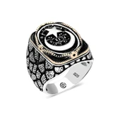 Gümüş Ay yıldız Oval Erkek Yüzük  SL4600 thumbnail 2