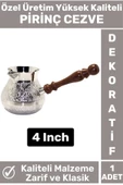 Özel Yüksek Kalite Isı İletkeni Kolay Temizlenir Estetik Dekoratif Türk Kahvesi Pirinç Cezve 4 Inch - 1