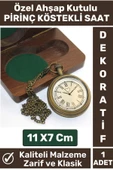 Premium Özel Ahşap Kutulu Klasik Vintage Dekoratif Erkek Arkadaşa Hediyelik Pirinç Köstekli Saat - 1
