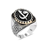 Gümüş Elif Vav Oval Erkek Yüzük  SL4597 thumbnail 1