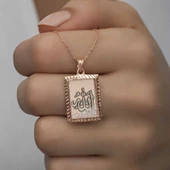 Gümüş Rose Allah Yazılı Kadın Kolye SL4750 thumbnail 5