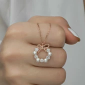 Gümüş Rose İnci Kurdele Kadın Kolye SL4648 thumbnail 6