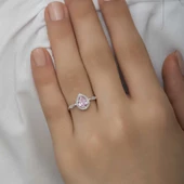 Gümüş Pembe Damla Taşlı Kadın Yüzük SL4701 thumbnail 6