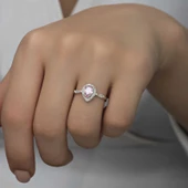 Gümüş Pembe Damla Taşlı Kadın Yüzük SL4701 thumbnail 2