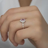 Gümüş Pembe Damla Taşlı Kadın Yüzük SL4701 thumbnail 11