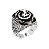 Gümüş Hilal Bozkurt Oval Erkek Yüzük  SL4672 thumbnail 2