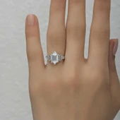 Gümüş Beyaz Baget Taşlı Kadın Yüzük  SL4713 thumbnail 12