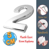 Yapışkanlı Kapı Numarası Küçük Boy 50 mm 5 cm Numara 2 Rakam İki Sayısı Krom Renk Numaralar 1 Adet - 1