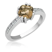 Gümüş Kahverengi Baget Tek Taş Kadın Yüzük SL4808 thumbnail 2