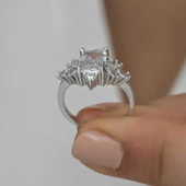 Gümüş Beyaz Baget Taşlı Kadın Yüzük  SL4713 thumbnail 7