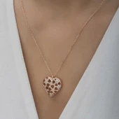 Gümüş Rose Bombeli Kalp Kadın Kolye  SL4746 thumbnail 4