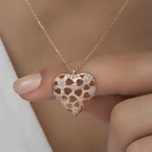 Gümüş Rose Bombeli Kalp Kadın Kolye  SL4746 thumbnail 8