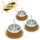 3lü Set Pimli Çanak Tel Fırça Matkap Uyumlu Temizleme Fırçası thumbnail 1