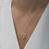 Gümüş Rose Bombeli Kalp Kadın Kolye  SL4746 thumbnail 5