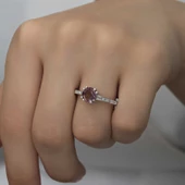 Gümüş Pembe Baget Tek Taş Kadın Yüzük SL4708 thumbnail 2