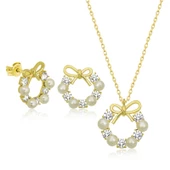Gümüş İnci Kurdele Kadın Set SL4646 - 1