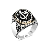 Gümüş Elif Vav Oval Erkek Yüzük  SL4677 thumbnail 2